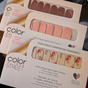 Color Street Floral Nail Polish Strips Set Of 3 - Regular And Overlay